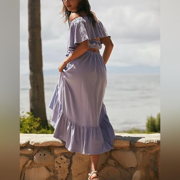 Free People Beach Lynne Midi Dress NWOT SZ Small Off the Shoulder - Picture 4 of 7